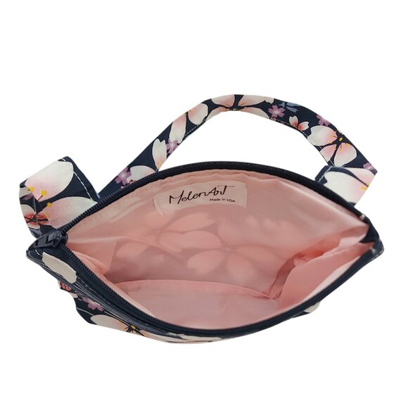 Crossbody Bag Small Messenger Bag Fabric Floral Print Lined With Zipper - Picture 6 of 8